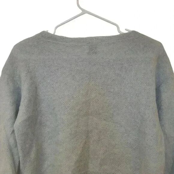 Pinko Tag Women's Blue Mohair/Alpaca/Poly Knit Cropped Crewneck Long Sleeve Swea - Picture 6 of 11